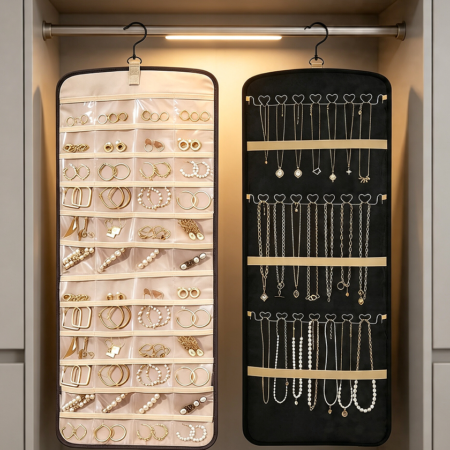 48-Pocket 21-Hook Over-the-Door Hanging Jewellery Organiser