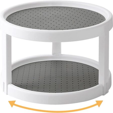 10-inch double-layer non-slip rotating rack, 360-degree rotation, suitable for cabinets and kitchen countertops