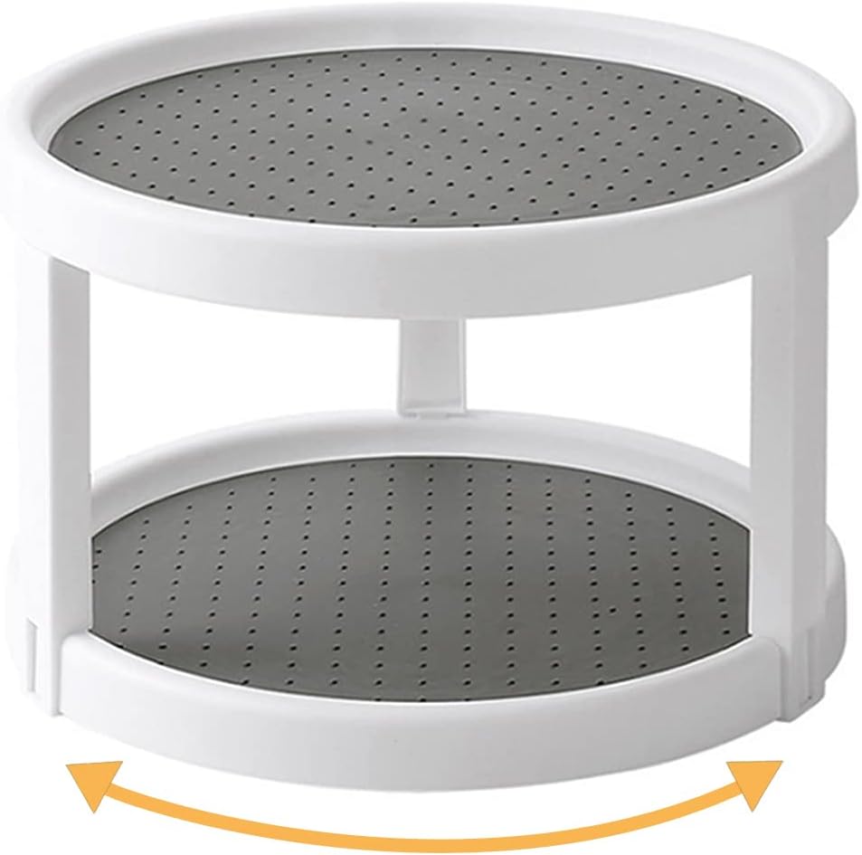 10-inch double-layer non-slip rotating rack, 360-degree rotation, suitable for cabinets and kitchen countertops