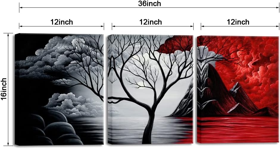 The Cloud Tree 3 Panels Modern Canvas Prints Artwork Abstract Seascape Paintings Reproduction Sea Beach Pictures Printed on Canvas Wall Art for Home Decorations Wall Decor - Image 2