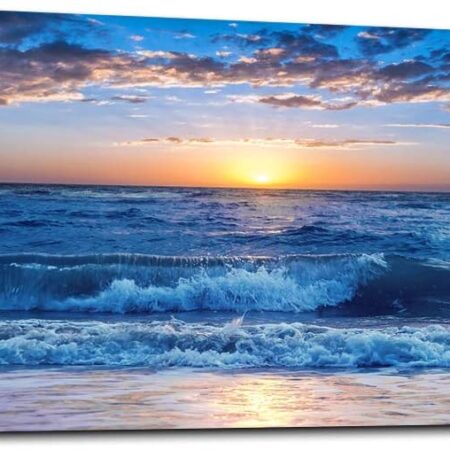 canvas wall art for living room Blue Ocean Sea sun landscape painting bathroom Wall Decor Ready to Hang for Home Decorations office family bedroom kitchen Works canvas Prints pictures 20" x 40"inch