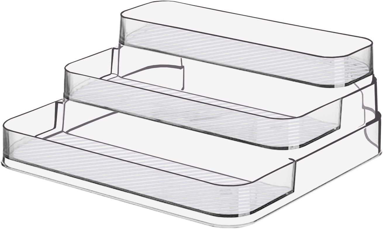 No assembly required, transparent three-tier acrylic spice rack, suitable for cabinets, kitchens, or bathrooms