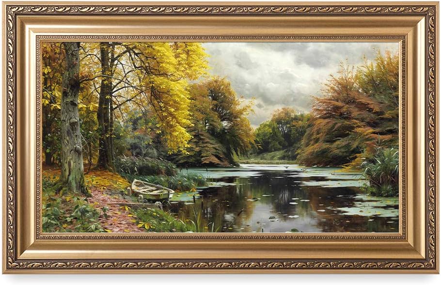 River Landscape , by Oil Painting Reproductions. Print Stretched Framed size: 36x22