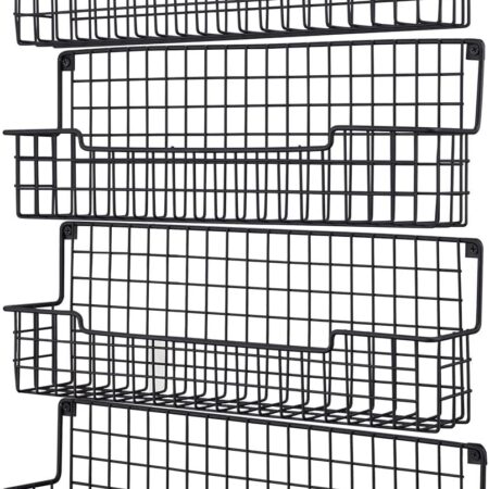Wall-mounted spice rack set (4 pieces), black, space-saving cabinet/hanging rack