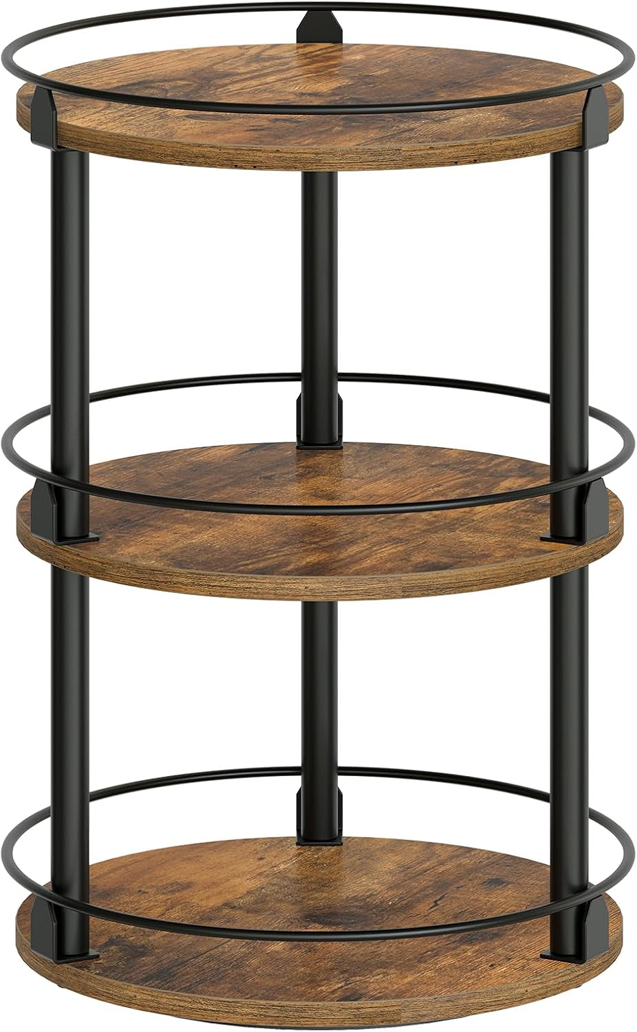 Three-tier rotating industrial-style spice rack, suitable for cabinets and countertops
