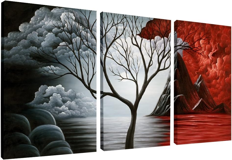 The Cloud Tree 3 Panels Modern Canvas Prints Artwork Abstract Seascape Paintings Reproduction Sea Beach Pictures Printed on Canvas Wall Art for Home Decorations Wall Decor