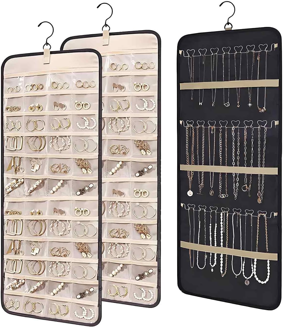 48-Pocket 36-Hook Double-Sided Hanging Jewellery Set of 2