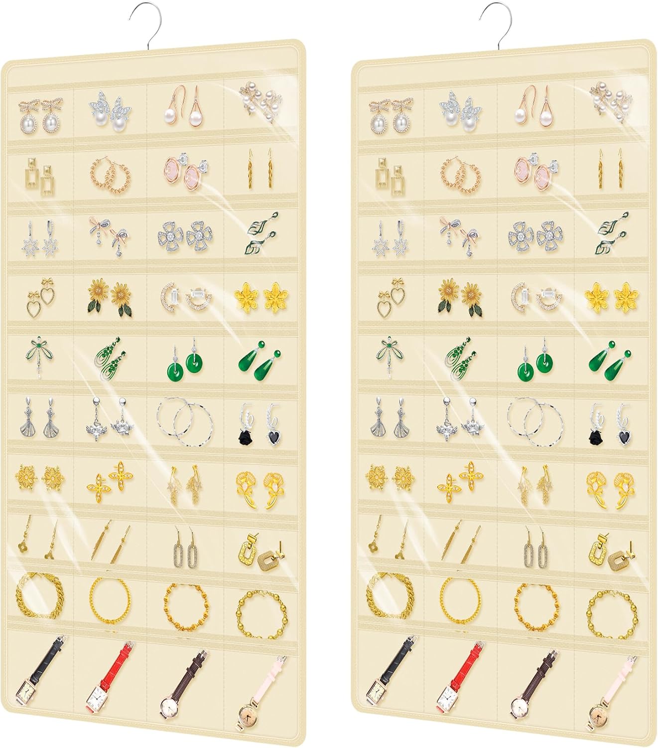 80-Pocket Double-Sided Hanging Jewellery Storage Organiser