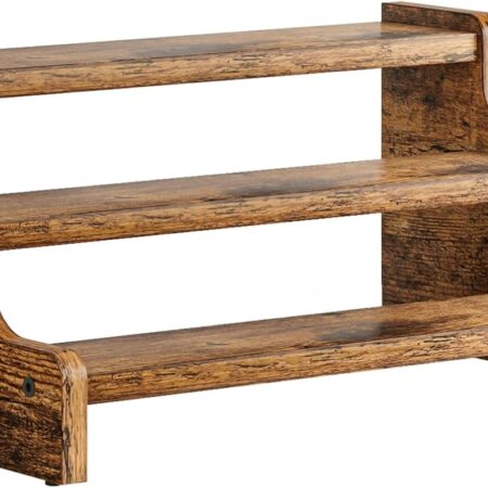 Three-tier wooden tiered countertop spice rack (13.8 inches), suitable for spice bottles, jars, and baking supplies