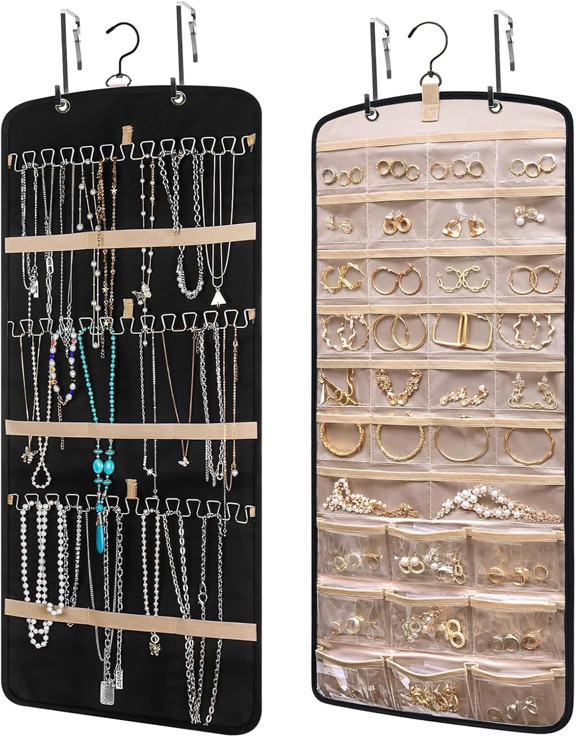 28-Pocket Double-Sided Over-the-Door Hanging Jewellery Organiser