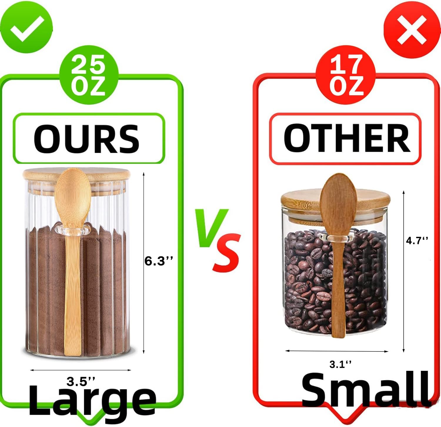 25 FL OZ Large Airtight Glass Jar with Bamboo Spoons Lids Overnight Oats Container Decorative Coffee Bar Food Storage Jar Cereal Nuts Salts Coffee Tea Flour Sugar Container Spice Jar - Image 2