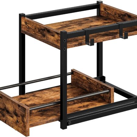Double-Layer Corner Countertop Storage Rack with Pull-Out Shelves and Hooks Suitable for multiple scenarios