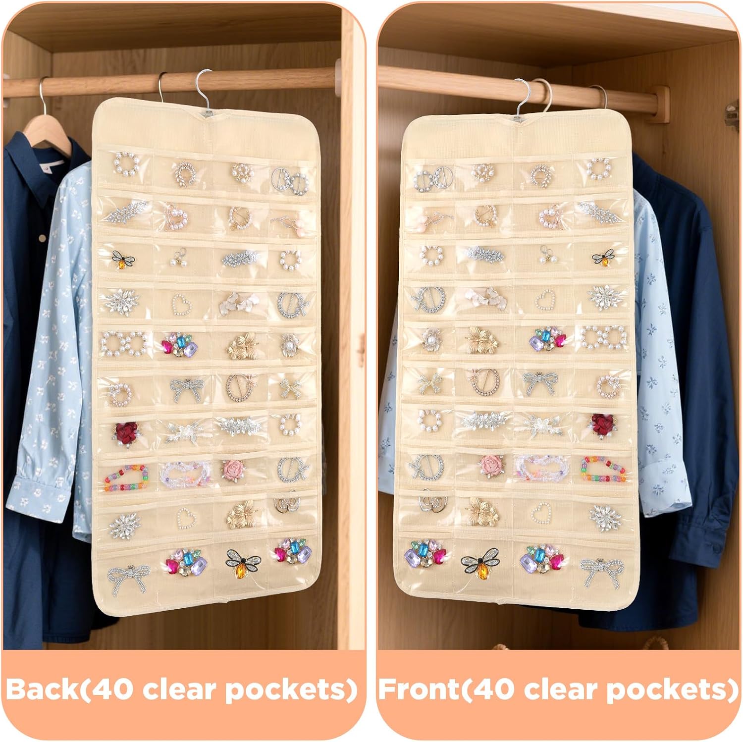 80-Pocket 4-Pack Travel Hanging Jewellery Organiser - Image 2