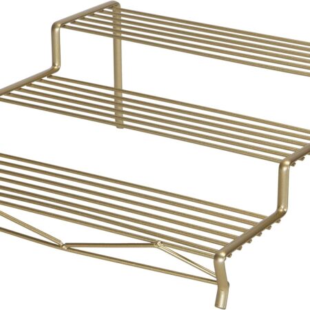 Three-Layer Spice Rack, Freestanding Storage Rack for Countertops and Cabinets, Rust-Proof, Satin Gold Finish