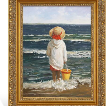 Solid Wood Frame for 8x10 Canvas Paintings, Finished Antique Ornate Canvas Frame for Oil Painting Art Prints, 8x10 Gold Frame for Home Living Room Wall Decor (Empty Frame, No Backboard)