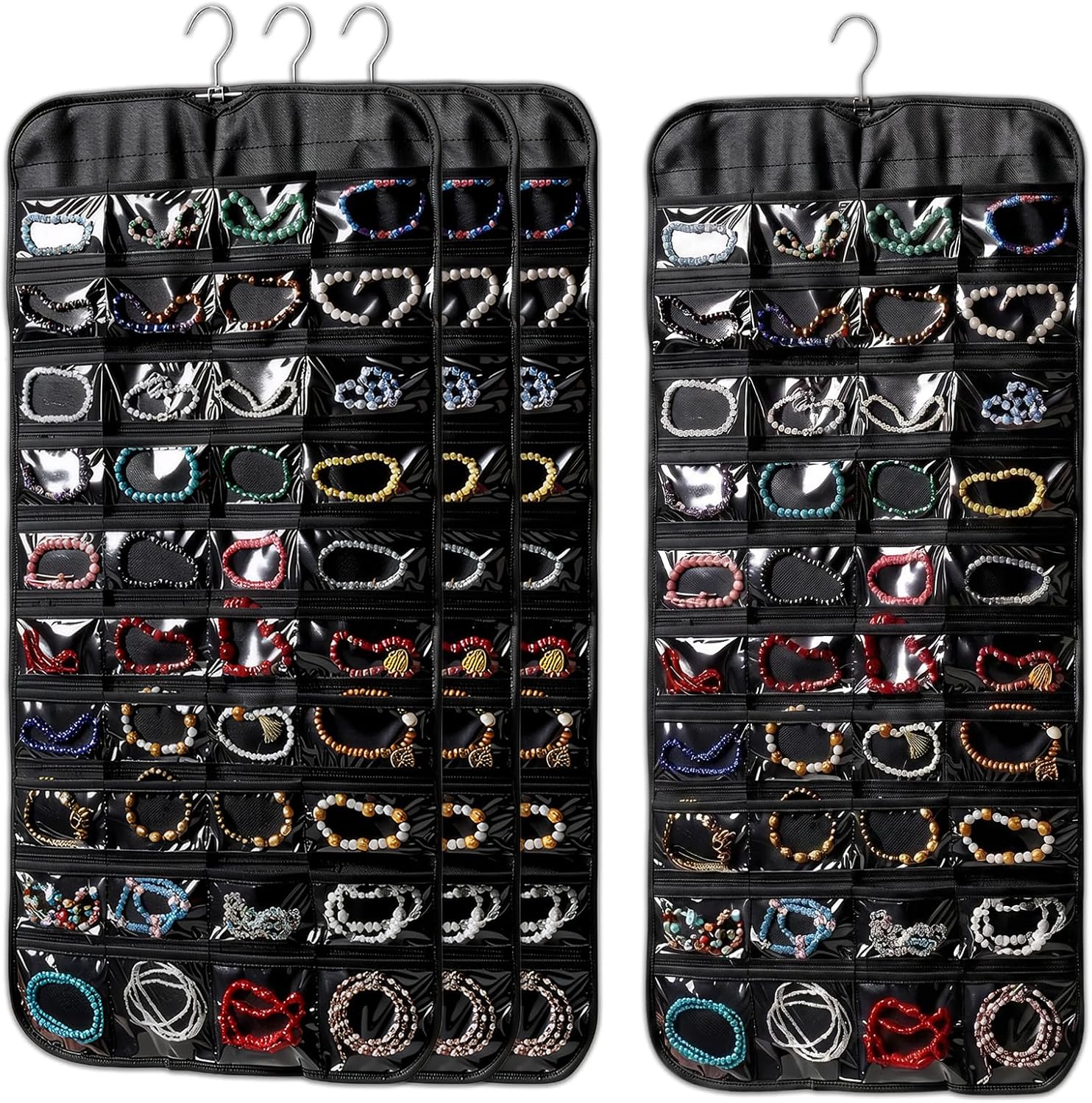 80-Pocket Swivel-Hook Double-Sided Hanging Jewellery Set of 4