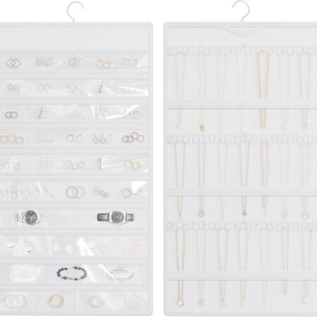 42-Pocket 36-Hook White Hanging Jewellery Organiser