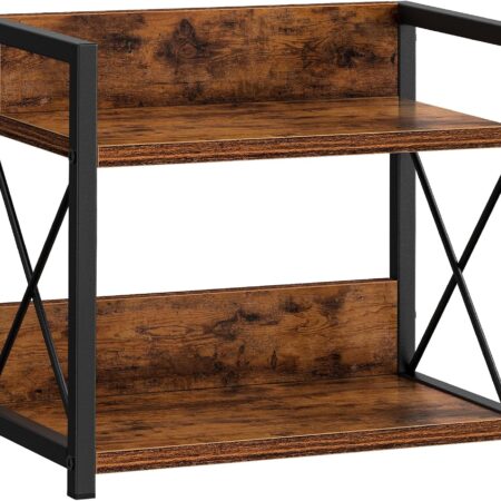 Double-Layer Wooden Countertop Spice Rack/Coffee Stand Storage Rack (Brown, Size S)