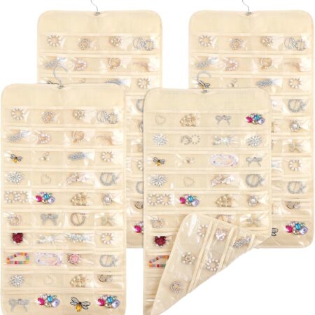 80-Pocket 4-Pack Travel Hanging Jewellery Organiser
