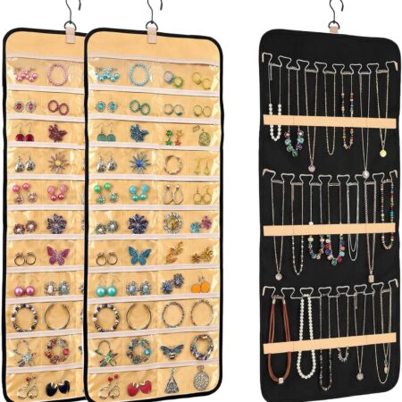 48-Pocket 21-Hook Wall-Mount Hanging Jewellery Set of 2